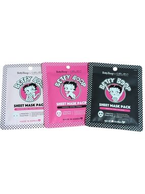 Betty Boop Face Sheet Mask Green Tea/Chamomile/Coconut - 3-Pack